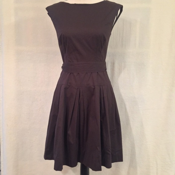 hoshanna brown boatneck stretch cotton fit & flare dress - Picture 2 of 8